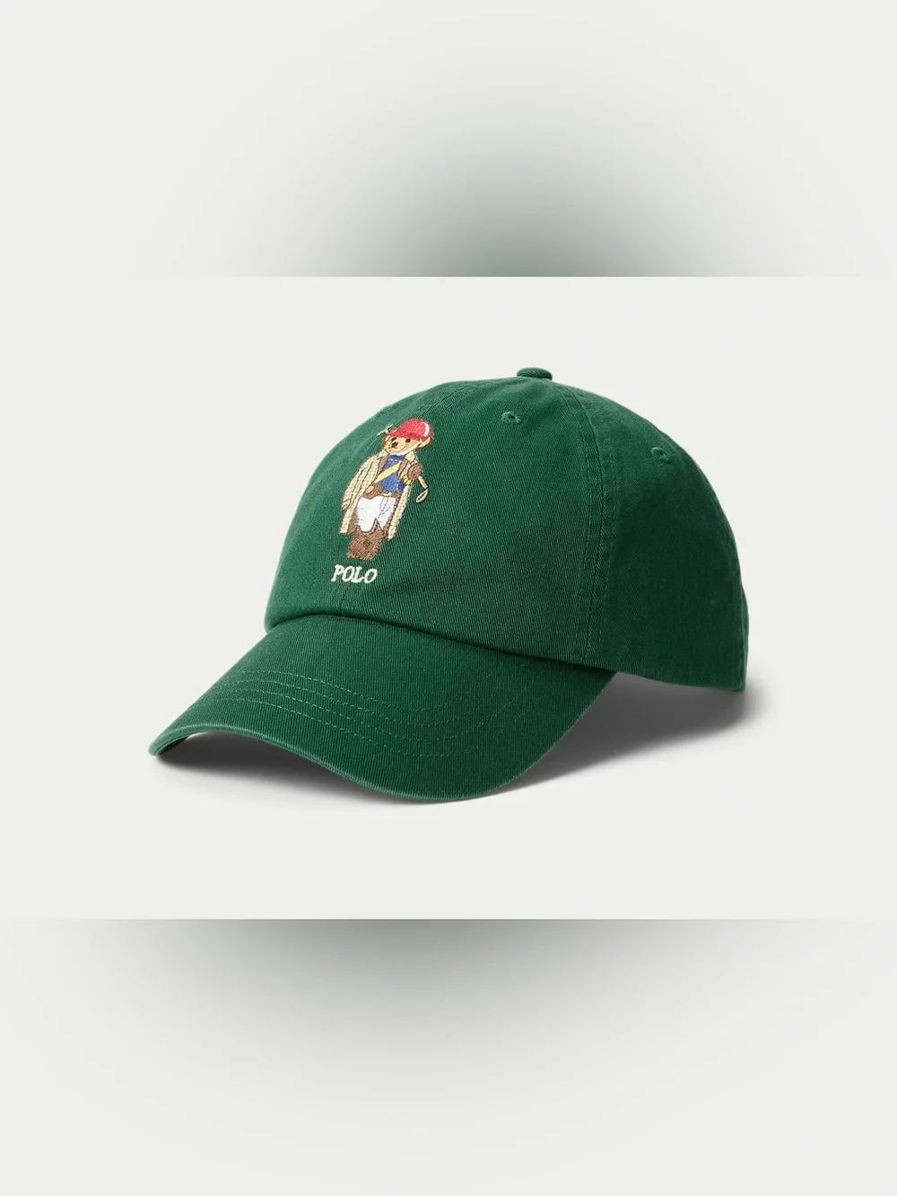 NWT Polo Ralph Lauren Green EQUESTRIAN POLO PLAYER BEAR Twill Baseball Cap Hat